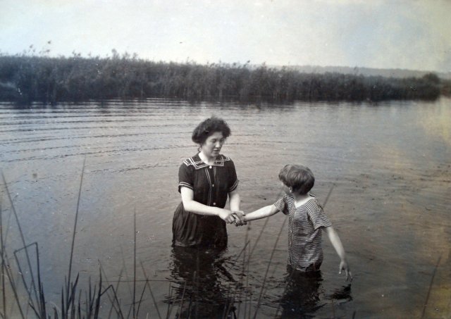 Corkie in the water
