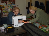 Hazel and Cathy sewing